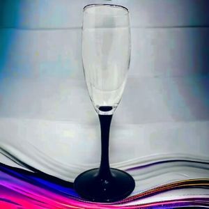 1 Vtg Luminarc French Champagne Flute Hand Blown Glass Opaque Black Stem FRANCE